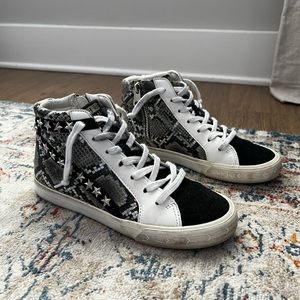 Vintage Havana High-Top Snake Embossed Distressed Sneakers
